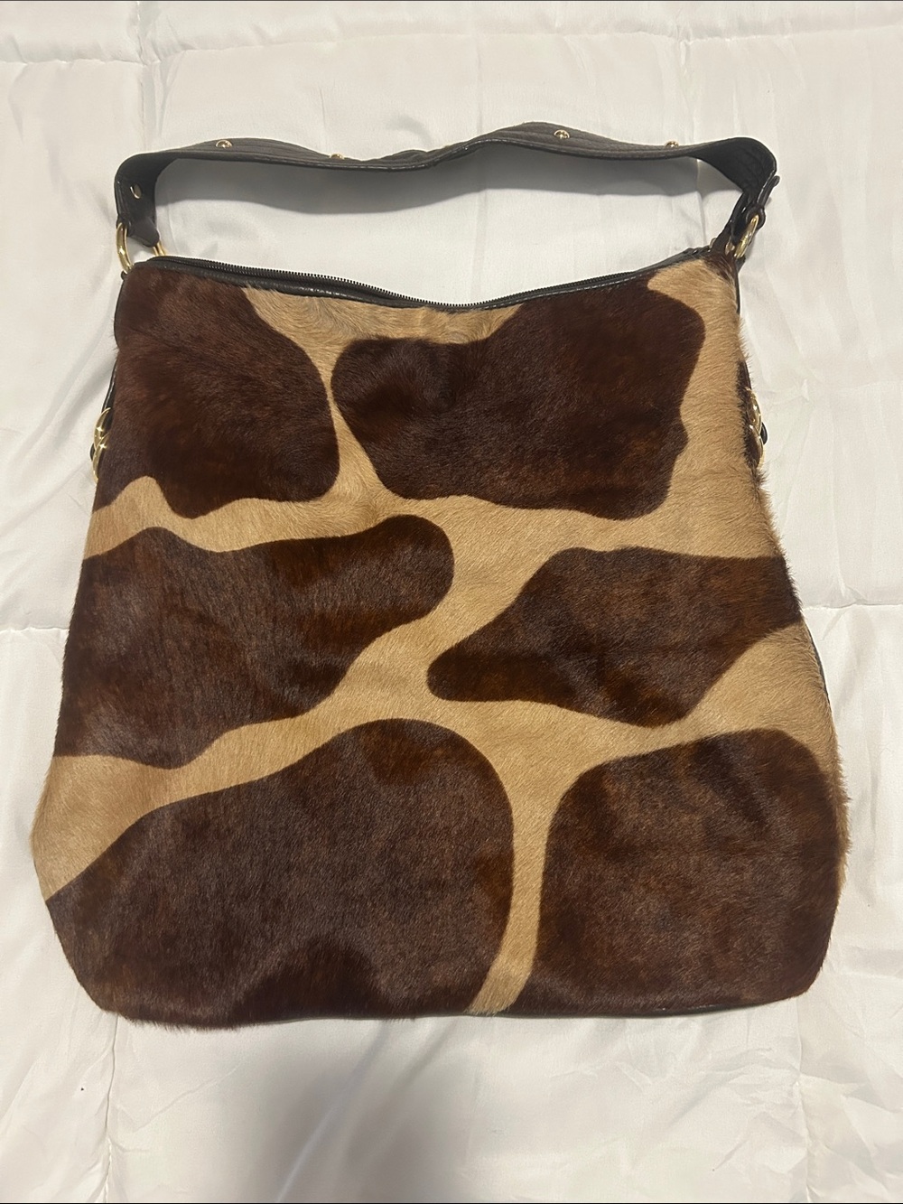Adrienne Vittadini Brown and Tan Patterned Shoulder Bag